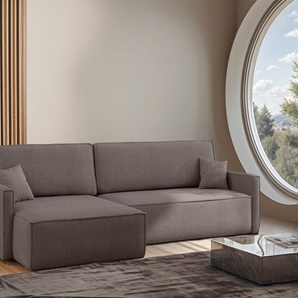 Ecksofa Schlafsofa Sofa LOUIS Stoff Scala Taupe Ottomane Links
