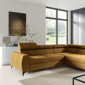 Ecksofa Schlafsofa Sofa TORONTO Stoff Element Honiggelb Ottomane Rechts