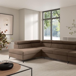 Ecksofa Schlafsofa Sofa TORONTO XL Stoff Element Schokobraun Ottomane Links