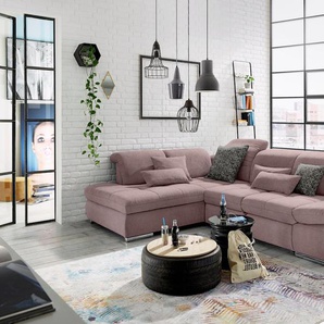 Ecksofa SO 4100 mit komfortablen Federkern und Kopfteilverstellung, lila (flieder 92), B:291cm H:80cm T:226cm, SET ONE BY MUSTERRING, Sofas, wahlweise mit Bettfunktion und Sitztiefenverstellung, L-Form, Topseller
