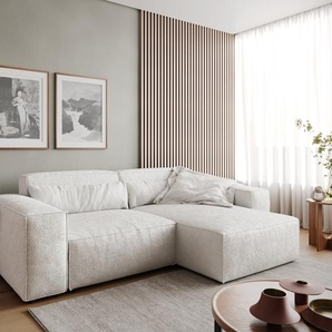 Ecksofa Sirpio 230x155 cm Bouclé Creme-Weiß Recamiere variabel, Ecksofas
