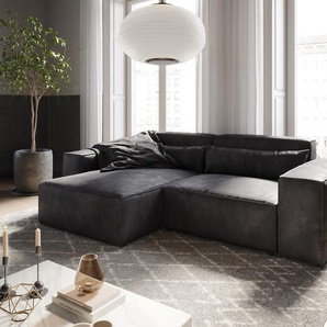 Ecksofa Sirpio L 260x160 cm Lederimitat Vintage Anthrazit Recamiere variabel, Ecksofas
