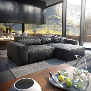 Ecksofa Sirpio XL 270x170 cm Lederimitat Vintage Anthrazit Recamiere variabel, Ecksofas