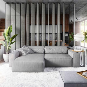 Ecksofa Sirpio XL 270x170 cm Mikrofaser Grau Recamiere variabel mit Hocker, Ecksofas