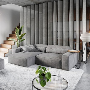 Ecksofa Sirpio XL 270x170 cm Mikrofaser Taupe Recamiere variabel mit Hocker, Ecksofas