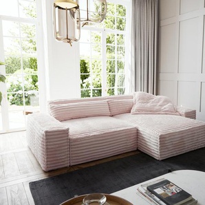Ecksofa Sirpio XL 270x170 cm Plüschcord Rosé Recamiere variabel, Ecksofas