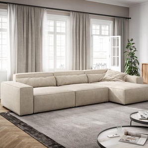 Ecksofa Sirpio XL 370x170 cm Cord Beige Recamiere variabel, Ecksofas