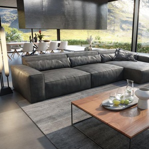 Ecksofa Sirpio XL 370x170 cm Lederimitat Vintage Anthrazit, Ecksofas