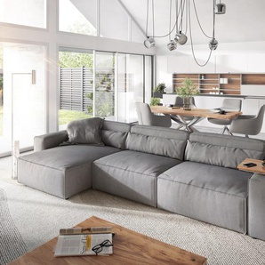 Ecksofa Sirpio XL 370x170 cm Mikrofaser Grau, Ecksofas