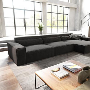 Ecksofa Sirpio XL 370x170 cm Mikrofaser Schwarz Recamiere variabel, Ecksofas