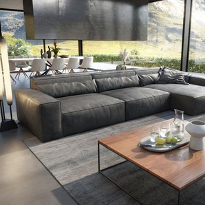 Ecksofa Sirpio XL 370x170 cm Lederimitat Vintage Anthrazit, Ecksofas