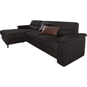Ecksofa SIT&MORE Ascara Sofas Gr. B/H/T: 251 cm x 85 cm x 165 cm, Luxus-Microfaser ALTARA NUBUCK, Recamiere links, ohne Bettfunktion, schwarz Boxspringsofas inklusive BoxspringFederkern-Polsterung, wahlweise mit Bettfunktion