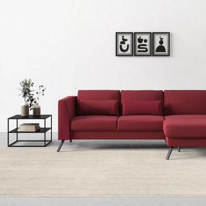 Ecksofa SIT&MORE Lindholm L-Form Sofas Gr. B/H/T: 262 cm x 88 cm x 171 cm, Samtoptik, Recamiere rechts, mit Sitztiefenverstellung, rot Ecksofas mit Sitztiefenverstellung und Federkern