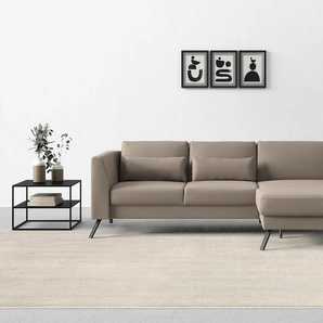 Ecksofa SIT&MORE Lindholm L-Form Sofas Gr. B/H/T: 262 cm x 88 cm x 171 cm, Soft clean, Recamiere rechts, mit Sitztiefenverstellung, grau (taupe) Ecksofas mit Sitztiefenverstellung und Federkern