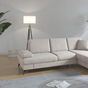 Ecksofa SIT & MORE Morris Jubi L-Form, inklusive XXL-Liegefläche, bzw. Schlaffunktion, beige (creme), B:247cm H:83cm T:171cm, 100% Polyester, Sofas, Bettfunktion, Armteilverstellung und 1 Zierkissen, Topseller