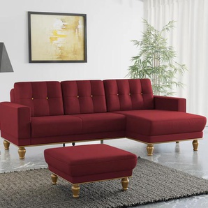 Ecksofa SIT&MORE Orient 5 V Sofas Gr. B/H/T: 279 cm x 90 cm x 167 cm, Samtoptik, Recamiere rechts, ohne Bettfunktion-ohne Bettkasten, rot Ecksofas