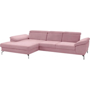 Ecksofa SIT&MORE Scorpio L-Form Sofas Gr. B/H/T: 311 cm x 85 cm x 181 cm, Struktur fein, mega-Recamiere links, mit Sitztiefenverstellung, rosa (altrosa) Ecksofas inklusive Sitztiefenverstellung, wahlweise mit Kopfverstellung