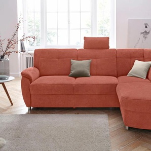 Ecksofa SIT&MORE Sonoma Sofas Gr. B/H/T: 246 cm x 91 cm x 176 cm, Lu x us-Microfaser, Ottomane rechts, ohne Bettfunktion, orange (terra) Ecksofas