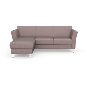 Ecksofa SIT&MORE Visby L-Form Sofas Gr. B/H/T: 248 cm x 87 cm x 162 cm, Chenille, Recamiere links, ohne Bettfunktion-ohne Bettkasten, rosa (rose) Ecksofas