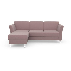 Ecksofa SIT&MORE Visby L-Form Sofas Gr. B/H/T: 248 cm x 87 cm x 162 cm, Struktur fein, Recamiere rechts, ohne Bettfunktion-ohne Bettkasten, rosa (altrosa) Ecksofas