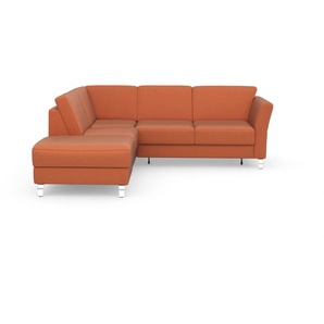 Ecksofa SIT&MORE Visby L-Form Sofas Gr. B/H/T: 248 cm x 87 cm x 213 cm, Soft clean, Ottomane links, mit Bettfunktion-mit Bettkasten, orange (terra) Ecksofas