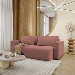 Ecksofa Sofa mit Schlaffunktion CHAIRA Stoff Curio Rose Ottomane Rechts