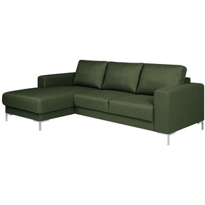 Ecksofa Grün Webstoff Mavie 236 x 82 x 147cm Longchair davorstehend links ohne Schlaffunktion Modern