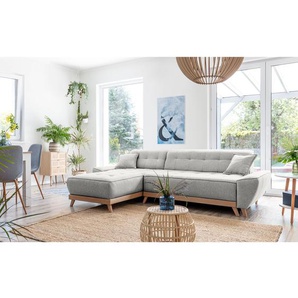 Ecksofa Surribas Grau Webstoff Lark 260 x 77 x 166cm Longchair beidseitig montierbar Skandi