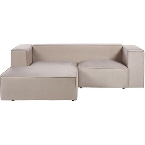 Ecksofa Taupe Samt L-förmig 2-Sitzer Sofa mit Chaiselongue Rechtsseitig Wohnzimmermöbel Modern Wohnzimmer Ausstattung Wohnecke Sitzecke