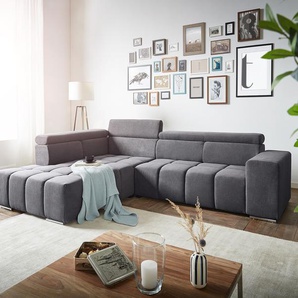 Ecksofa Torin 300x210 cm Mikrofaser Steingrau Ottomane links, Ecksofas