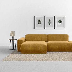 Ecksofa TRENDMANUFAKTUR Braga, mit hochwertigem Kaltschaum, L-Form, in Cord erhältlich, gelb (mustard), B:275cm H:72cm T:160cm, 88% Polyester, 12% Polyacryl, Sofas, modernes Sofa, Couch mit hohem Sitzkomfort, 275/72/160 cm (B/H/T), Topseller