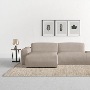 Ecksofa TRENDMANUFAKTUR Braga Sofas Gr. B/H/T: 275 cm x 72 cm x 160 cm, Struktur fein, Recamiere links, grau (taupe) Ecksofas mit hochwertigem Kaltschaum, auch in Cord erhältlich Bestseller