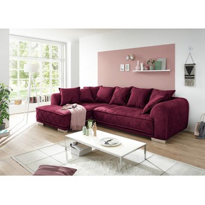 Ecksofa Upland Rot/Bordeaux Microfaser Salvo 319 x 90 x 194cm Ottomane beidseitig montierbar Modern