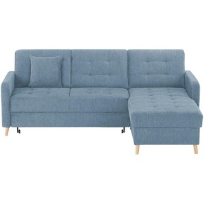 Ecksofa mit Schlaffunktion Venus ¦ blau ¦ Maße (cm): B: 222 H: 87 T: 162