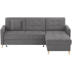 Ecksofa mit Schlaffunktion Venus ¦ grau ¦ Maße (cm): B: 222 H: 87 T: 162