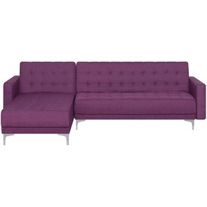 Ecksofa Violett Polsterbezug L-Förmig Rechtsseitig Schlaffunktion Klassisch Wohnzimmer