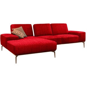 Ecksofa W.SCHILLIG run Sofas Gr. B/H/T: 279 cm x 88 cm x 178 cm, ROHLEDER Jacquard-Flachgewebe Q2 W60, Recamiere links, mit Sitztiefenverstellung, rot (rot w60) Ecksofas