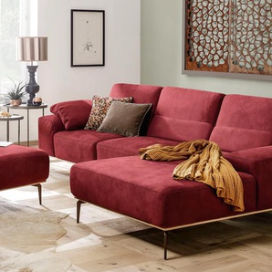 Ecksofa W.SCHILLIG run Sofas Gr. B/H/T: 319 cm x 88 cm x 178 cm, Longlife Xtra-Leder Z73, Recamiere rechts, mit Sitztiefenverstellung, rot (ruby red z73) Leder-Ecksofas