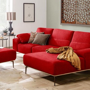 Ecksofa W.SCHILLIG run Sofas Gr. B/H/T: 319 cm x 88 cm x 178 cm, ROHLEDER Jacquard-Flachgewebe Q2 W60, Recamiere rechts, mit Sitztiefenverstellung, rot (rot w60) Ecksofas