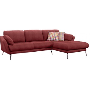 Ecksofa W.SCHILLIG softy Sofas Gr. B/H/T: 265 cm x 79 cm x 168 cm, Chenille-Flachgewebe R66, Recamiere rechts, rot (red r66) Ecksofas