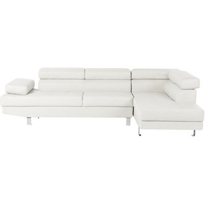 Ecksofa Weiß Kunstleder L-Förmig Linksseitig Modern Wohnzimmer