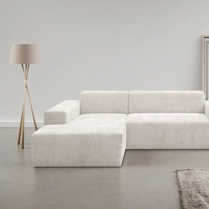 Ecksofa WERK2 Zeus-L modern und zeitlos, Breite 253cm, bequemes Sofa, beige (natur), B:253cm H:70cm T:188cm, 100% Polyester, Sofas, Curvy Trend Ecksofa mit urbaner Optik, Topseller