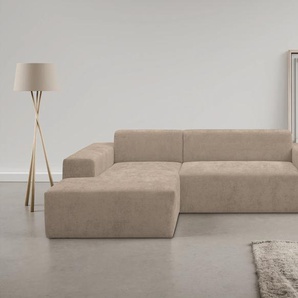 Ecksofa WERK2 Zeus-L modern und zeitlos, Breite 253cm, bequemes Sofa, braun (hellbraun), B:253cm H:70cm T:188cm, 100% Polyester, Sofas, Curvy Trend Ecksofa mit urbaner Optik, Topseller
