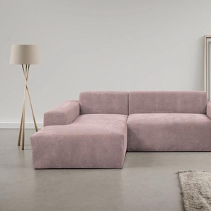Ecksofa WERK2 Zeus-L modern und zeitlos, Breite 253cm, bequemes Sofa, rosa (rose), B:253cm H:70cm T:188cm, 90% Polyester, 10% Nylon, Sofas, Curvy Trend Ecksofa mit urbaner Optik, Topseller