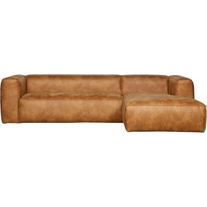 Ecksofa WOOOD Bean, braun (cognac), B:305cm H:73cm T:175cm, Sofas, Bezug in Lederoptik, Breite 305 cm, Topseller