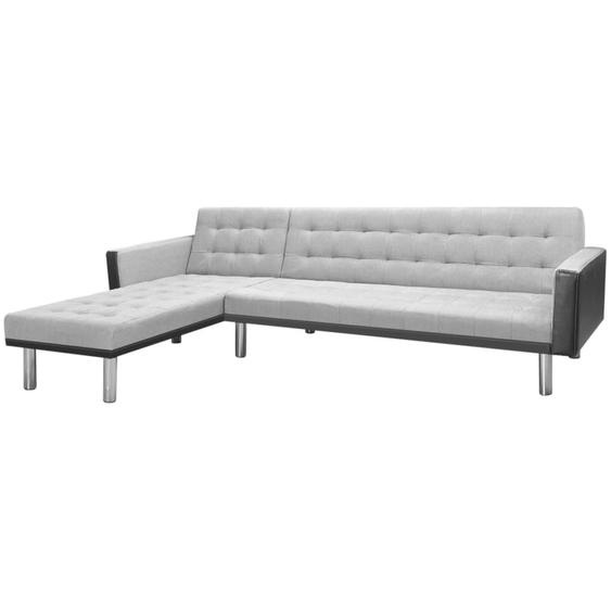 Ecksofabett Stoff 218 x 155 x 69 cm Schwarz und Grau