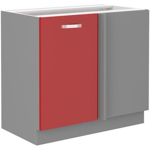 Eckunterschrank 105 Bianca Rot Hochglanz Küchenzeile Küchenblock Küche Rose