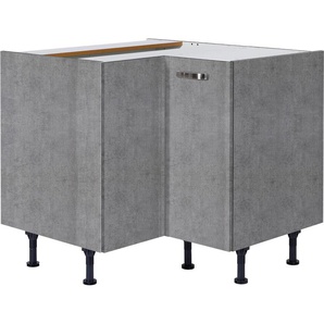 Eckunterschrank OPTIFIT Cara Schränke Gr. B/H/T: 90 cm x 87 cm x 58,4 cm, 2 St., grau (beton, beton) Eckunterschrank