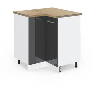 Eckunterschrank R-Line, Anthrazit Hochglanz, 75.6 cm, ap Eiche Vicco