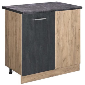 Eckunterschrank R-Line, Schwarz Beton, 86 cm, AP Anthrazit, Vicco